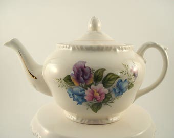Vintage Teapot Crown Dorset Staffordshire England Floral Teapot China Teapot 4 Cup Teapot Vintage Tea Party Purple Floral