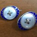 Cobalt Blue Enamel Mother of Pearl Antique Art Deco Cufflink Earrings – 1920s Jewelry