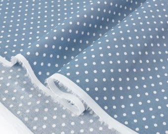 Cotton Poplin fabric soft flowing white dots gray x 50cm