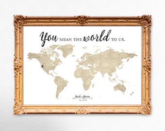 World map wedding guest book - You mean the world to us - 20x30 - 24x36 - 18x24 PRINTABLE