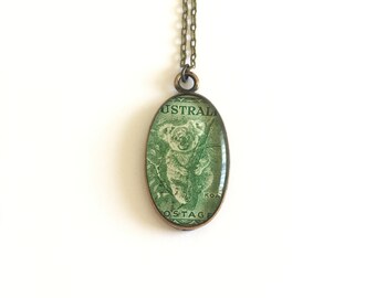 Koala 1937 Postage Stamp Pendant