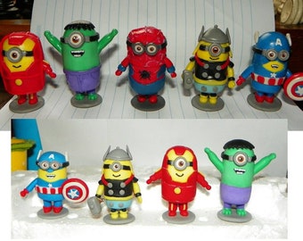 minions super heroes of the League of Justices/polymer clay/little mininos/beatiful.