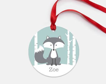 Personalized Christmas Ornament for Kids - Winter Fox - Kid-Friendly Personalized Ornament - Aluminum