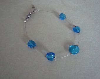 Blue glass beaded women bracelet
