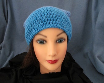 Crocheted Large Color Block Slouchy Beanie Cap Made with Caron Cake Yarn
