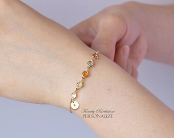 Gift for mom - Birthstone Bracelet with initial, Family bracelet, Personalized Mothers Gift, Grandmother Bracelet, Christmas gift for her