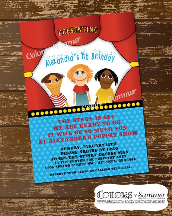 Puppet Show Invitation Puppet Birthday Showtime Kids Party