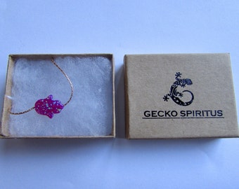 Hamsa Opal Necklace Purple Dainty Gold Filled / 925 Silver Necklace Handmade Free UK delivery + Gift Box + Gift Bag