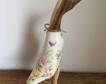 Floral TLC Puddleduck wooden duck