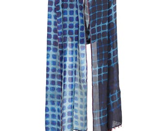 Hand Dyed Hand Embroidered Silk Scarf - PavoSF