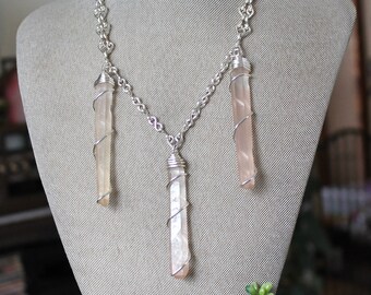 Lemurian Seed Quartz Necklace - Boho Jewelry - Wire Wrapped Crystal Necklace - Natural Quartz Crystal Jewelry - Boho Jewelry Gypsy Necklace