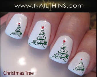 Download Items similar to Christmas Swirl Nail Decals Holiday Tree ...