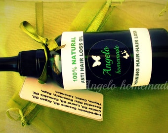 Hair Oil 100% Natural, Hair Treatment for Thinning Hair and Hair Loss, Organic Hair Care, Anti Hair Loss Herbal Oil, Vegan Hair Care.
