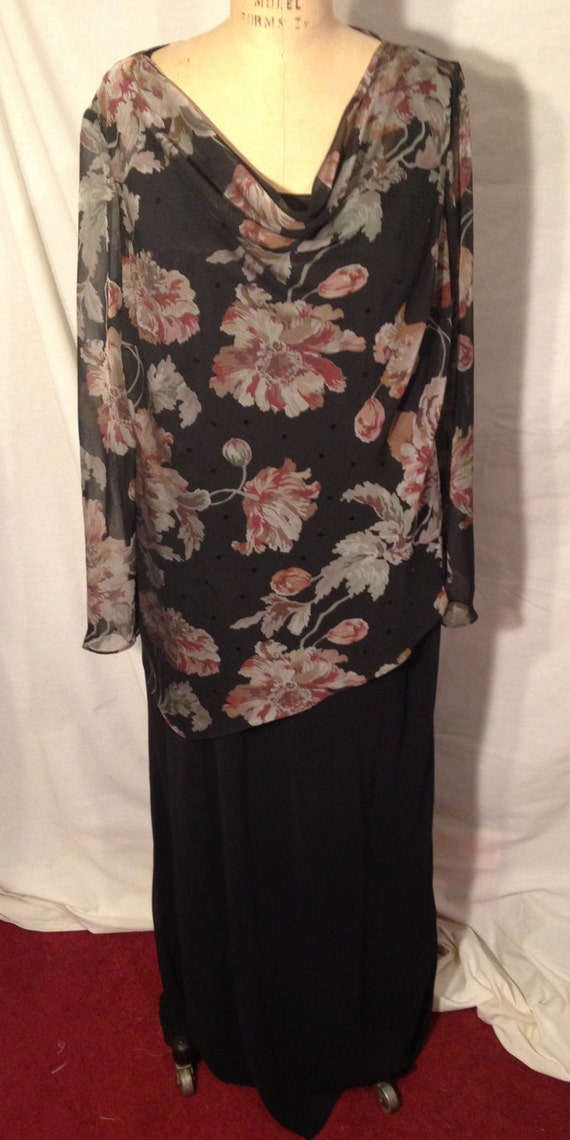 Vintage Studio 1 Two Piece Black Dress and Floral Over Blouse NWT Size 18