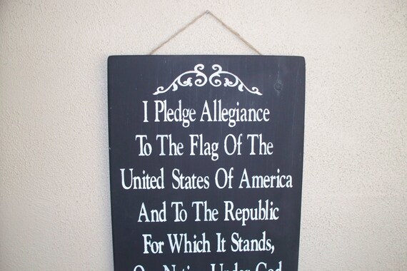 Pledge of Allegiance to the Flag of the United States of America - hand painted wooden board - Fourth of July - Black chalk paint - July 4th