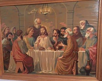 Vintage Paint by Number Jesus and Disciples Last Supper