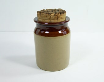 Pearsons of Chesterfield 1810 English pottery jar varnished sandstone jar with cork vintage Made in England