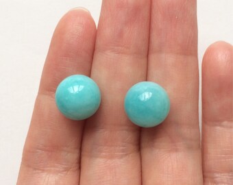Peruvian Amazonite Half Top drilled Smooth 8 mm / 10 mm Rounds One Pair 12 mm One Bead J6423 J6453 F3498