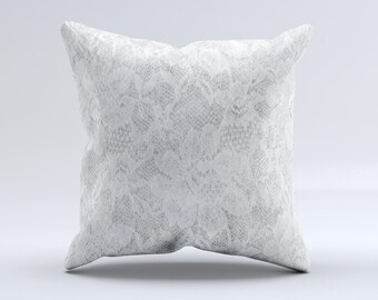 White Textured Lace ink-Fuzed Decorative Throw Pillow