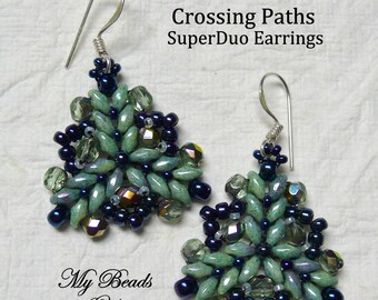 SuperDuo Beadwoven Earrings, Beadwork earrings, Beadwoven Earrings, Beaded Earrings, SuperDuo, Jewelry Gift