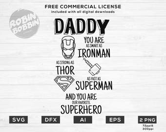 Superhero Daddy, SVG, PNG, DXF, Vinyl Design, Circut, Cameo, Cut File, Dad Decal, Dad shirt, Fathers Day svg, Dad Svg, Father Svg, Super Dad