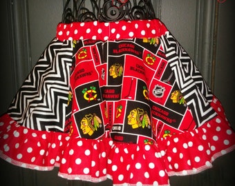 Chicago Blackhawks elastic waist circle skirt girls size 2t red black toddler black hawks twirl ruffle