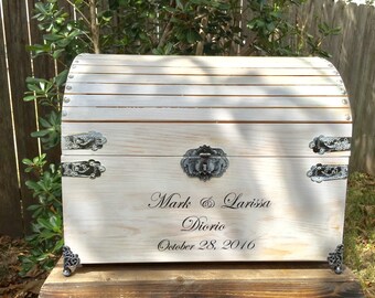 18" Ex-Large Wedding Card Box - Card Box With Slot - Time Capsule - Wedding Chest - Whitewash Card Box - Hope Chest - Program Box