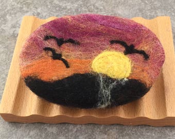 Felted Coconut Milk Soap - Ocean Sunset in Lemongrass Verbena Fragrance