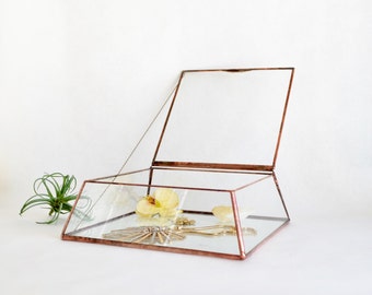 Glass Jewelry Box Wedding Card Box Display Box Clear Glass Jewelry Box Truncated Pyramid Box by jacquiesummer