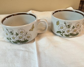Vintage Flower Soup Wide Mouthed Mugs
