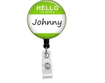 Green Badge Reel - Id Badge Holder - Badge Holder - ID Badge Reel - Retractable Badge - Nurse - Name Badge Holder - My Name Is Badge Reel