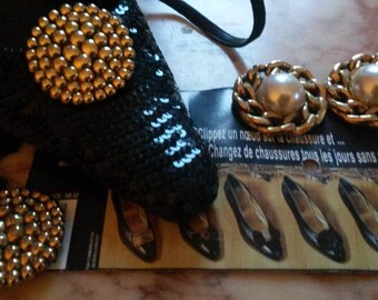 Set of 2 pairs of shoe clips, gold