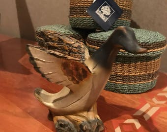 Vintage porcelain carved duck