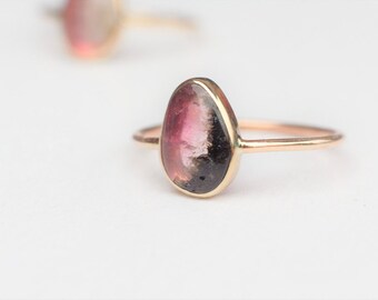 14k Gold Tourmaline Ring, Modern Wedding Ring, Tourmaline engagement ring, Promise ring, Natural Gemstone ring, 14k gold ring