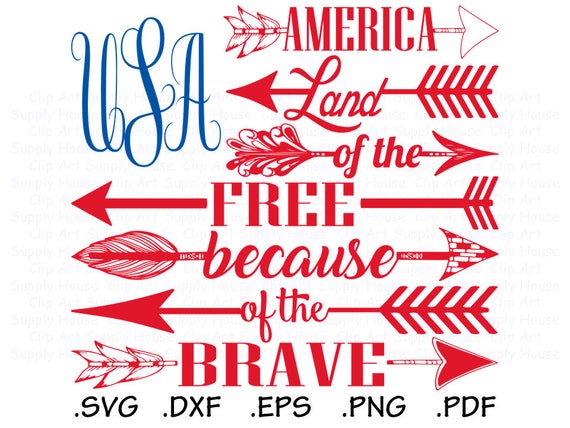 Download USA Flag SVG Land of the Free Because of the Brave Clipart