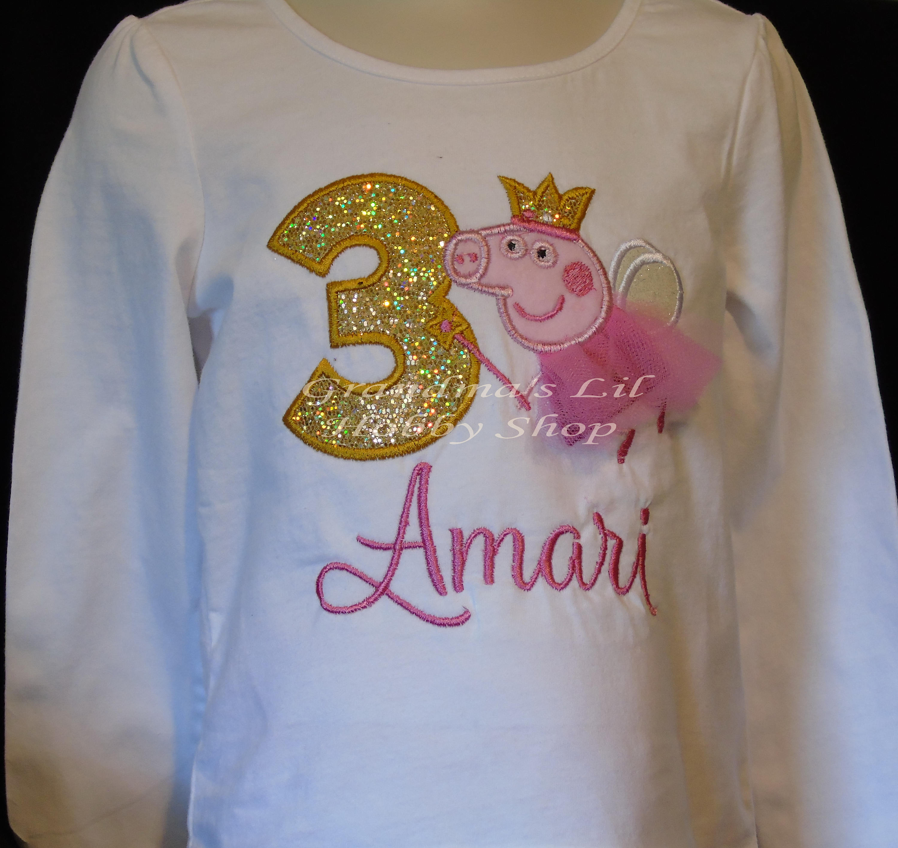 Peppa Pig Girl's Birthday Shirt Long or Short Sleeve