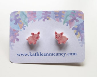 Pig stud animal earrings