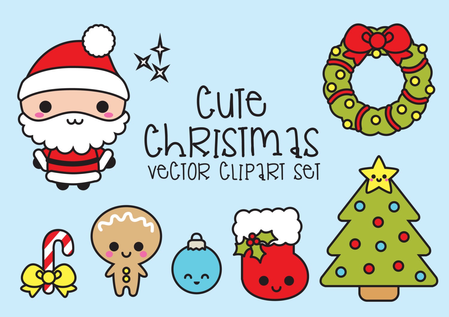 Premium Vector Clipart Kawaii Christmas Cute Chrismas