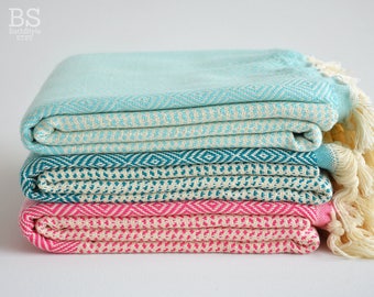 SALE 50 OFF/ BathStyle / Diamond Style Turkish Beach Bath Towel Peshtemal / Bath, Beach, Spa, Swim, Pool Towels