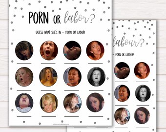 Porn or Labour Game, Silver Glitter Porn or Labor Baby Shower Game, Labor or Porn, Labour or Lovin Baby Shower Game, Funny Baby Shower Games