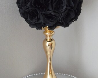 Black Kissing Ball. Black WEDDING CENTERPIECE. Black Pomander. Black Flower Ball. Flower Girl Bouquet 7", 8", 10", 12", 14", 16", 18"