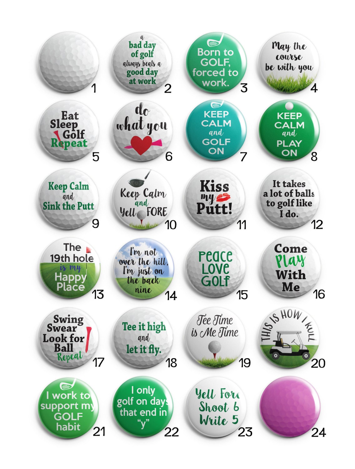 Humorous Golf Sayings Interchangeable Magnetic Pendant Toppers