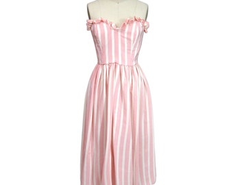 Vintage 1980's Pink and White Silk Stripe Dress Silks by Gillian