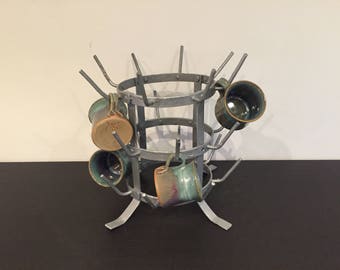 Small French Vintage 24 Peg Bottle Drying Rack - Herisson - Hedgehog from the 1940s - French kitchen Decor - Cuprack