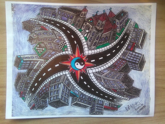 Twisted 4 point perspective art print