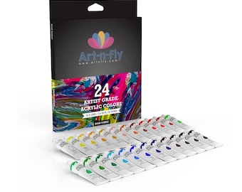 Acrylic Paint Set 24 Colors Professional Artist Grade Pigment Rich Art Painting Kit