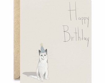 Happy Birthday Simplistic- Cat Greeting Card