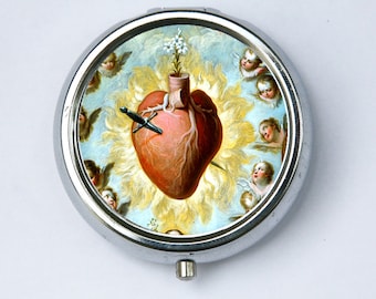Sacred Heart Pill Case holder pillbox box religious catholic