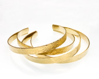 One Gold Tone Brass Hammered Cuff Bracelet | Hammered Cuff | Brass Cuff | Gold Tone Bracelet | Cuff Bracelet | Hammered Brass | Texturized