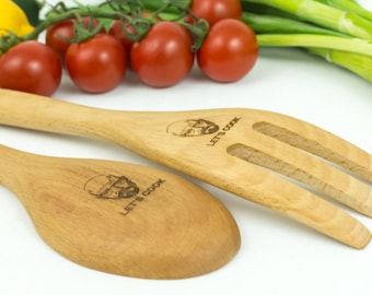 Personalized Engraved Salad Spoon and Fork: Housewarming Gift, Mother's or Father's Day,Wedding gift or Birthday Gift